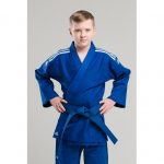 кимоно для дзюдо подростковое club синее с белыми полосками J350B 4