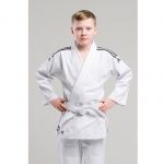 кимоно для дзюдо с поясом подростковое club белое с черными полосками j350-belt 3